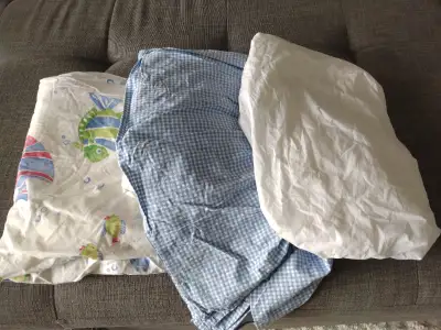 Crib skirt and 2 crib sheets, View more
