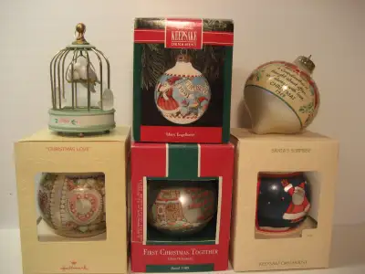 6 Vintage Hallmark  Christmas ornaments 1980-1991, View more