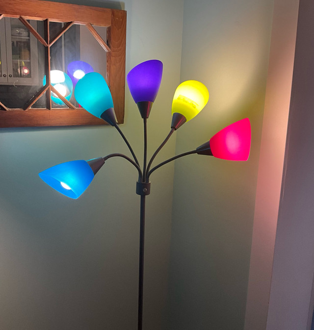 Vibrant Colourful 5-Light Medusa Style Gooseneck Floor Lamp in Indoor Lighting & Fans in Owen Sound