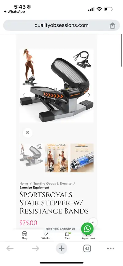 New Sportsroyals Stair Stepper-w/ Resistance Bands, View more