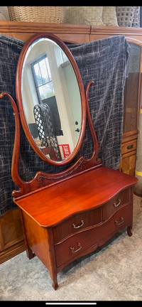 Serpentine Dresser with Oval Mirror
