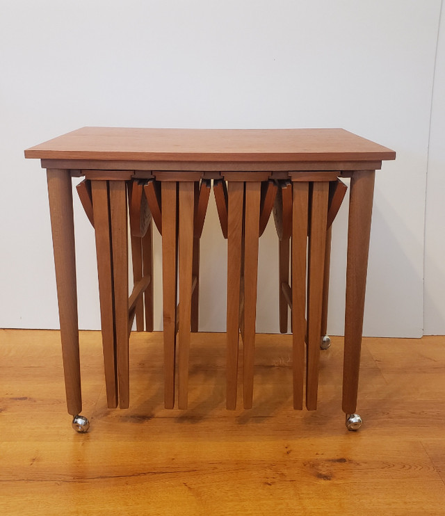 MCM Teak Nesting Tables Set of 5 in Other Tables in Trenton