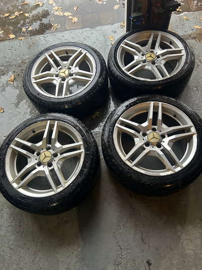 FOR FAST SALE 4 MERCEDES RIMS 3 AS NEW TIERS 4 MERCEDES GOODYEAR WINTER TIERS - still rubber needles...