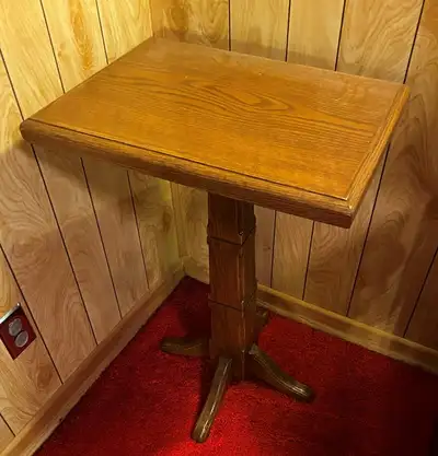 Vintage Handmade Oak Pedestal Table, View more