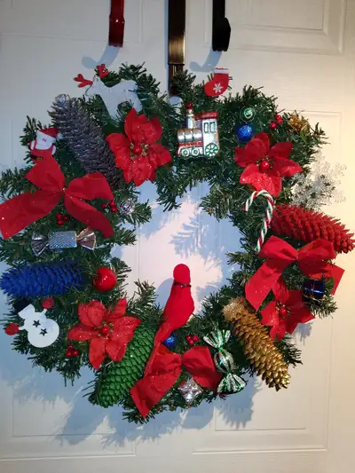 COURONNE DE NOËL DÉCORÉE NEUVE ARTISAN LOCAL DIFFÉRENTS MODÈLES UNIQUE, PERSONNALISÉE COCOTTES PEINT...