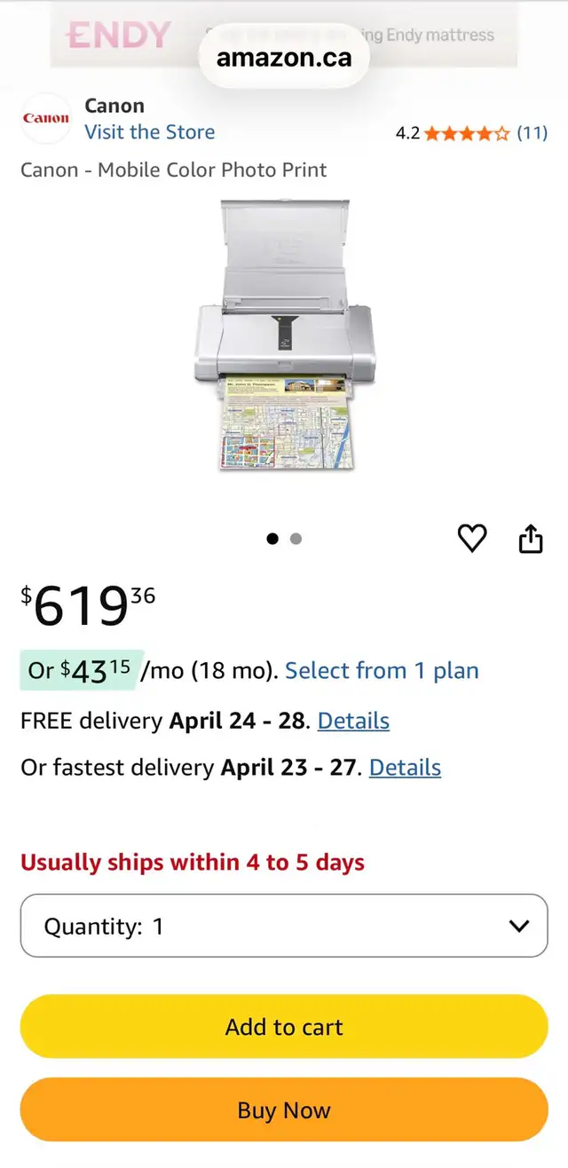Canon PIXMA iP100 Portable Printer484540808451205123