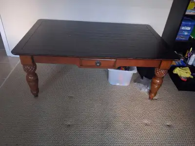 Solid Wood Coffee Table with Storage Drawer, View more