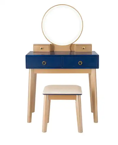 ️ Coiffeuse/ Maquilleuse moderne bleu marine avec miroir LED, View more