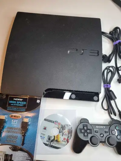 Sony Playstation 3 black console ps3 w controller, View more
