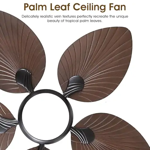 Wiviniya 44" Tropical Palm Leaf Ceiling Fan with LED Light, Remo in Indoor Lighting & Fans in Mississauga / Peel Region - Image 4
