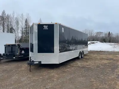 For sale 8 1/2 x 24 ft enclosed car hauler plus 3 ft v nose in excellent condition, 8 ply tires,ramp...