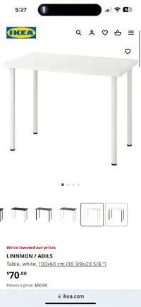 White IKEA desk LINNMON / ADILS + free chair