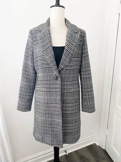 Black and White Plaid Coat, View more