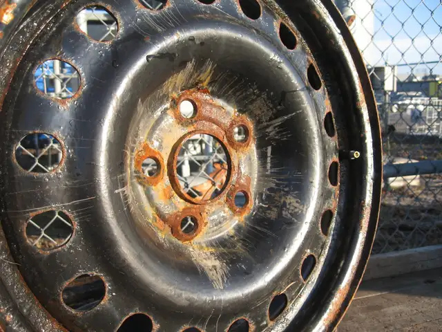 4 STEEL CAR RIMS - in NEWCASTLE in Tires & Rims in Oshawa / Durham Region - Image 4