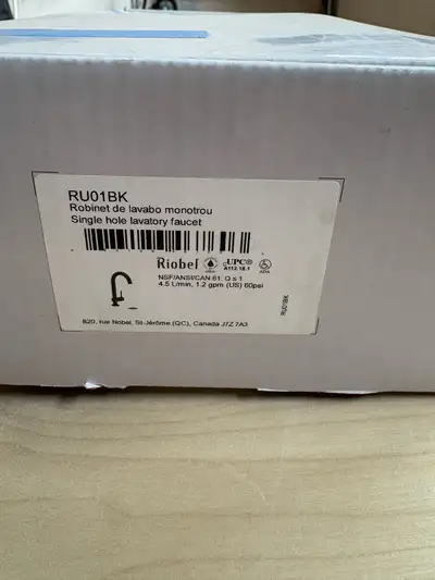 I'm offering a new Riobel single-hole lavatory faucet, model RU01BK, complete in its original packag...
