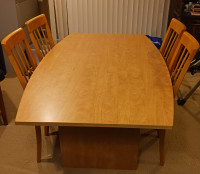 Large Boardroom Desk w/ 4 Wooden Chairs