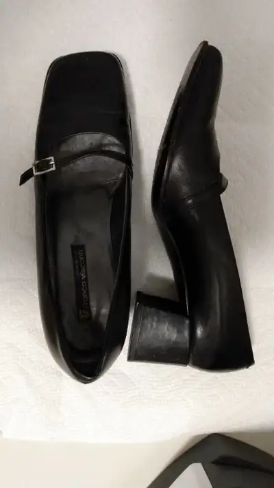 Franco Visconti Women Black Leather Shoes Size 38, View more