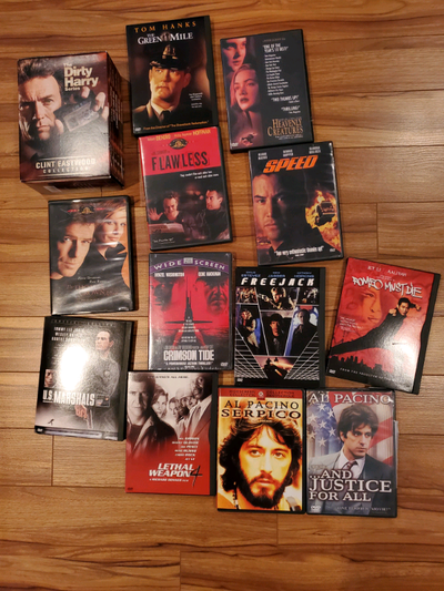 For sale: Various DVDs starting at $15. Also available: AIWA AM FM CD Alarm Clock radio includes jac...
