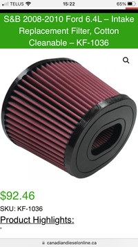S&B cleanable air filter 