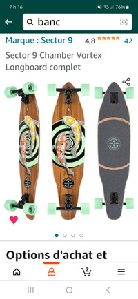Longboard sector 9  comme neuf valeur 350$ skateboard planche