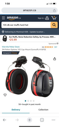 3m Peltor Ear muffs (Hard Hat) 