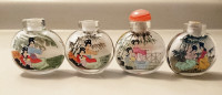 Vintage Chinese Geisha Girl Lady Hand Painted Glass Snuff Bottle