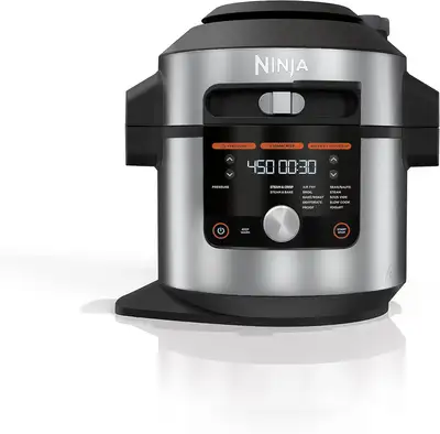 "Ninja OL601 Foodi XL Friteuse à vapeur avec couvercle intelligent, 14 en 1 qui frit à l'air, cuit e...