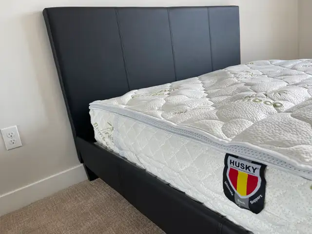 BNIB Plain black leather platform bed all sizes available  in Beds & Mattresses in Chilliwack - Image 9