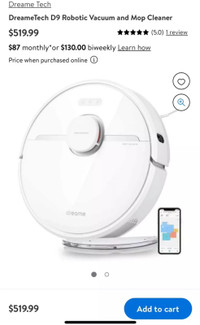 Vacuum and Mopping:  Dreame D9 Vacuum Robot - White