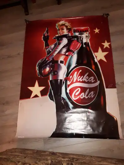 Humongous "NUKA COLA" Poster up for sale. L 40" x H 55". Please see the photos.