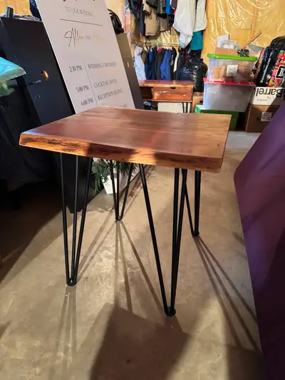 Natural wood side table, View more