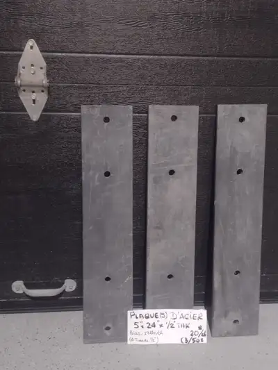 Plaque 5'' x 24''x 1/2'' acier peint Gris 2 côtés (poids 17 lbs), View more