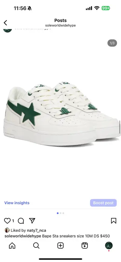 Bape Sta sneakers size 10M DS $450, View more