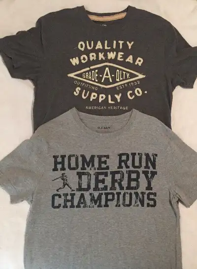 2 Old Navy grey graphic tees - men's small t-shirts, View more