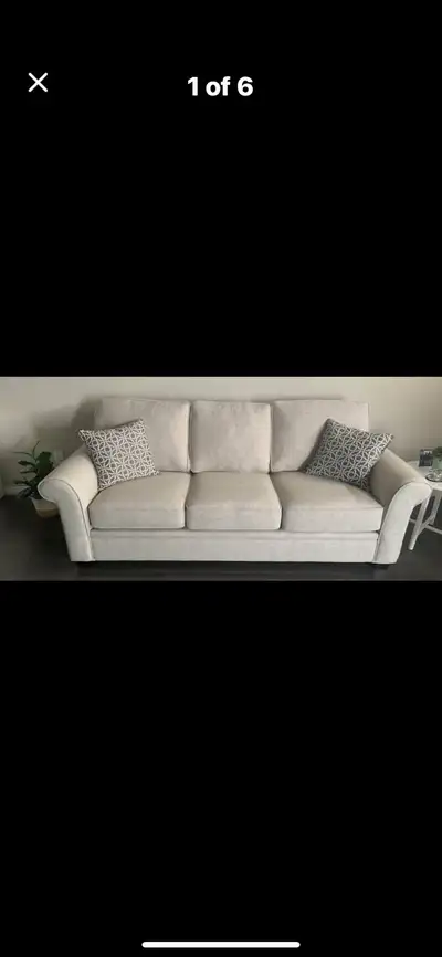 Beautiful, new, and comfortable light beige couch, View more