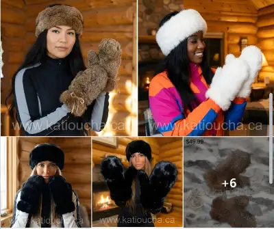 Mitaines en Fourrure de Lapin Véritable  Chaleur Extrême Douceur, View more