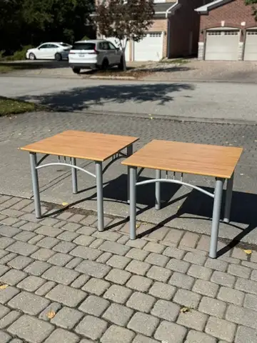 Pair of Side Tables - Wood Tops, Metal Frames, View more