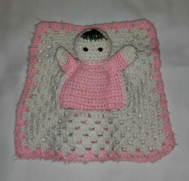 Baby Doll Hand Puppet Security Blanket Lovey Toy Pink & White in Toys & Games in Truro - Image 3