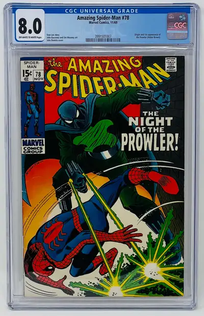 Silver Age Marvel Amazing Spider-Man 78 CGC 8.0 1st Prowler, View more
