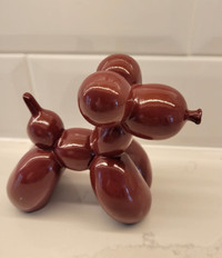 Small Balloon Dog Ceramic, Muted Burgundy Colour