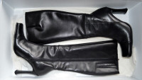Brown's Italian Black Leather Knee High Boots Size 5 BRAND NEW