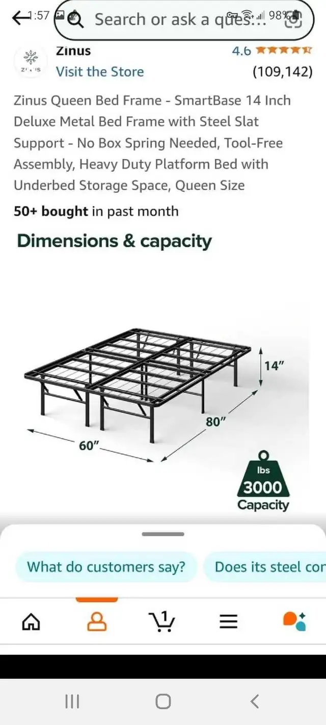 Foldable Zinus Queen Bed Frame in Beds & Mattresses in City of Toronto - Image 2