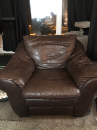 genuine leather Chestnut brown arm chair 