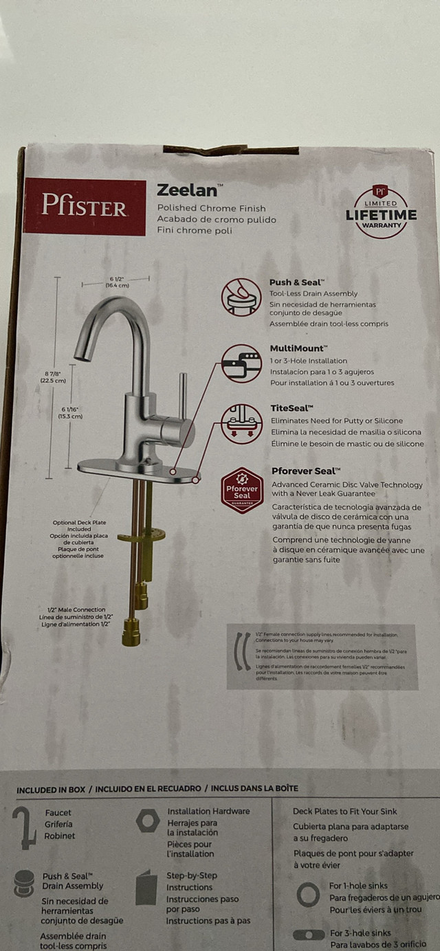 Pfister Zeelan Polished Chrome Bathroom Faucet BRAND NEW IN BOX in Bathwares in Mississauga / Peel Region - Image 3