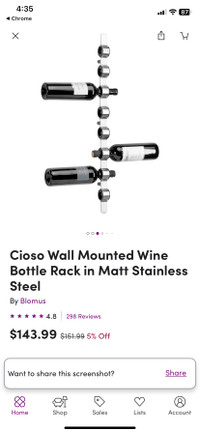 Wall mounted wine bottle rack