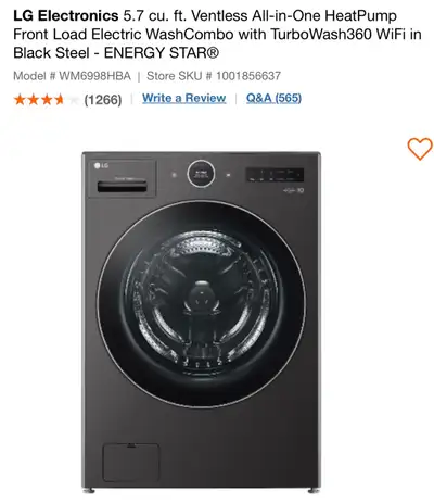 LG Electronics 5.7cubic ft Ventless All in one washer/ dryer, View more