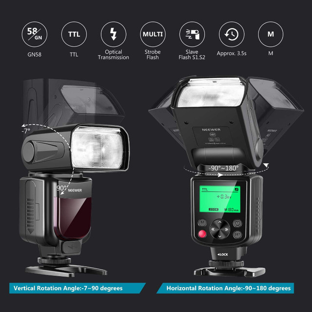 Neewer NW-670 TTL Flash Speedlite with LCD Display for Canon 7D in Arts & Collectibles in Markham / York Region - Image 3