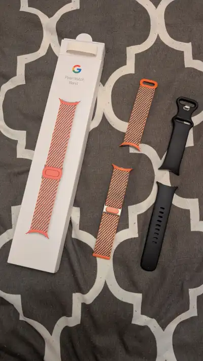 2 Genuine Google Pixel Watch Bands (41mm) - Black Active & Coral, View more