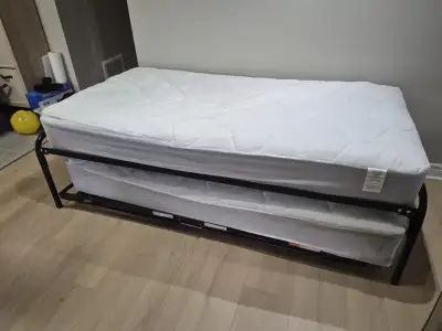 Twin Trundle Bed with Mattresses Space-Saving Design, View more