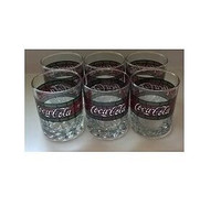 Vintage Coca Cola Glasses Red Green Tiffany Style Stained